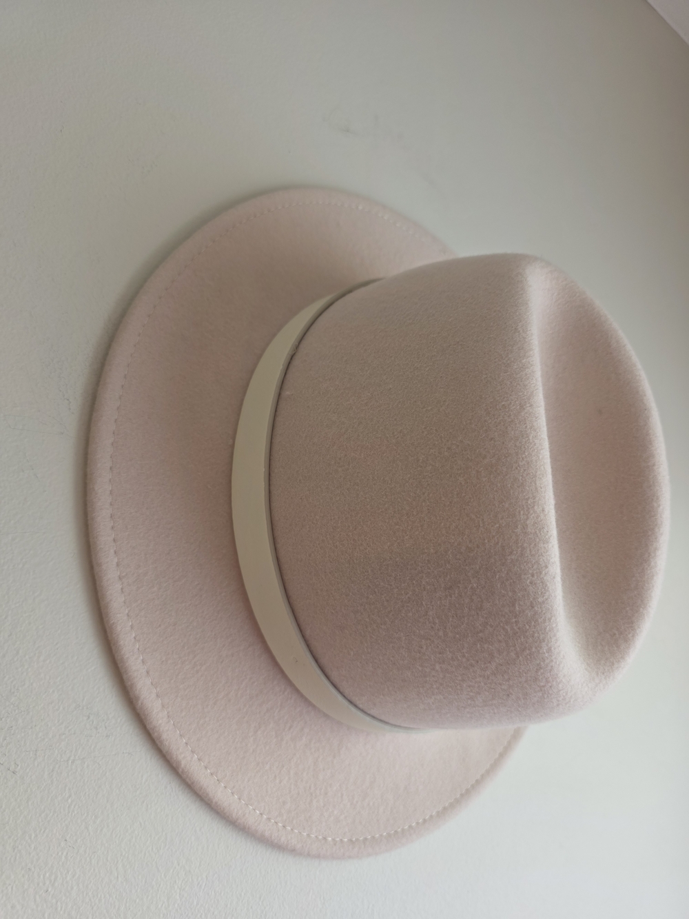 J.Crew Blush Pink Wool Fedora Hat M/L NWT Wide Brim Luxury Style - Picture 5 of 10
